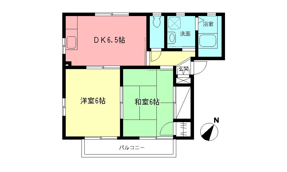 プレミールD(2DK/2階)の間取り写真