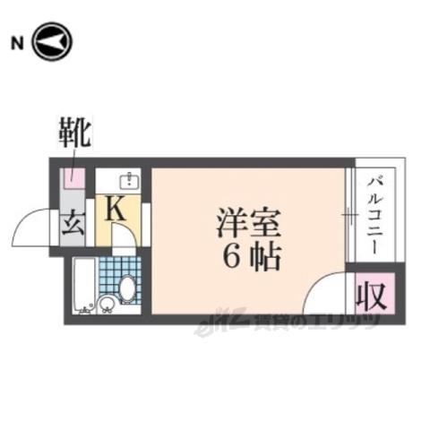 ハーモニーハイツ花園東(1K/3階)の間取り写真