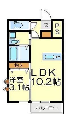 ラ・リヴェール(1LDK/1階)の間取り写真