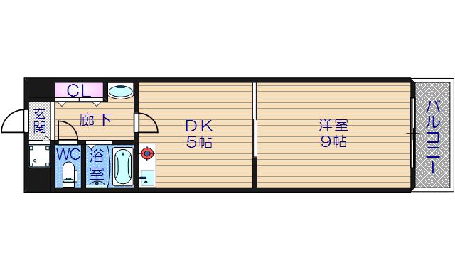 グリーンプラザ瓦町(1DK/2階)の間取り写真