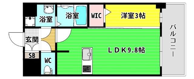 ALIVISドーム前(1LDK/11階)の間取り写真