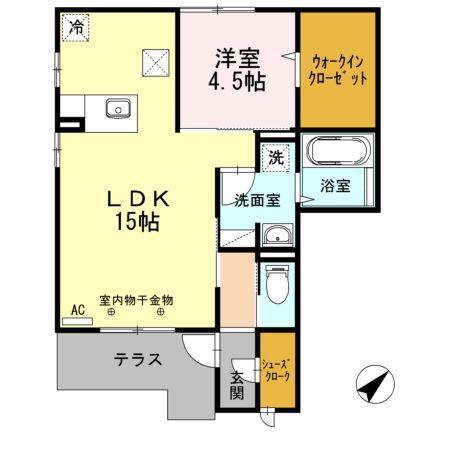 アビエスB(1LDK/1階)の間取り写真