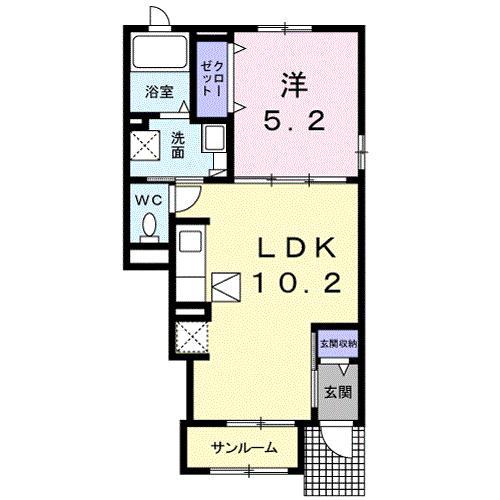 マルグリッドII(1LDK/1階)の間取り写真
