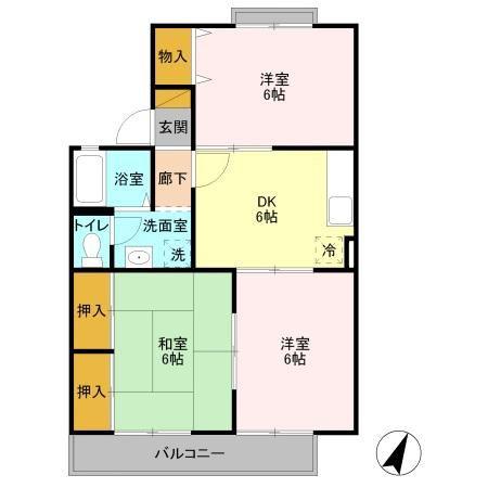 ファーストシティ君塚F(2LDK/1階)の間取り写真