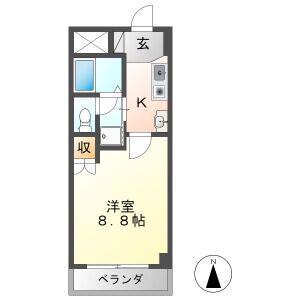グランドゥール古出来(1K/4階)の間取り写真
