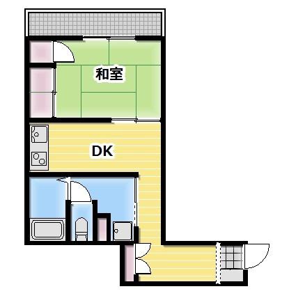 ラインハット本庄(1DK/4階)の間取り写真