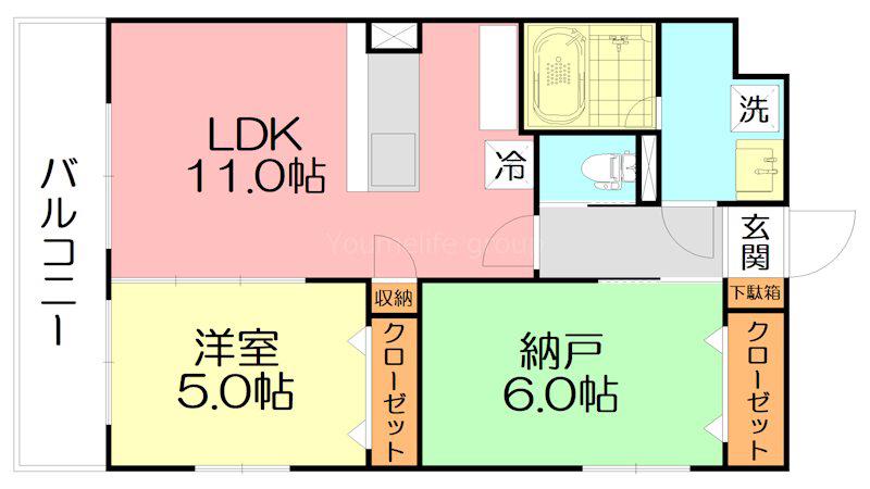 PARKLANE八松(1SLDK/2階)の間取り写真