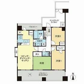 ライオンズマンションセントワーフ横濱(3LDK/11階)の間取り写真