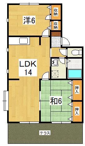 コンフォートKG A棟(2LDK/1階)の間取り写真