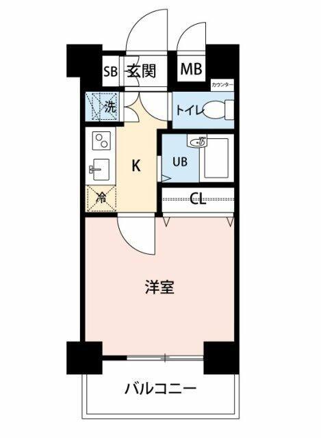 マイナビSTAYミライエ早稲田鶴巻町(1K/2階)の間取り写真