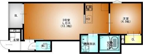 REGALEST DUO(1LDK/1階)の間取り写真