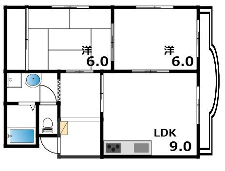 ハイネス山下(2LDK/2階)の間取り写真