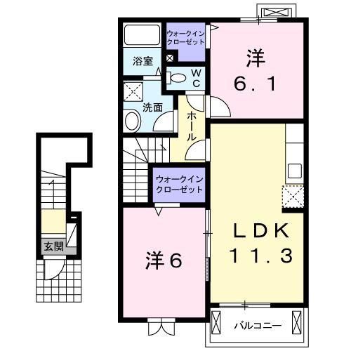 アンジール(2LDK/2階)の間取り写真