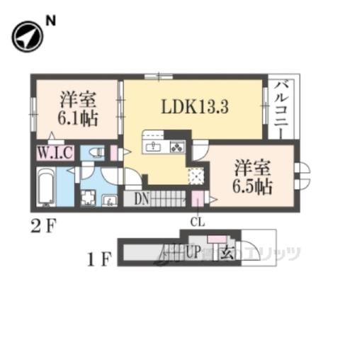 マーベラスフチガキ2(2LDK/2階)の間取り写真