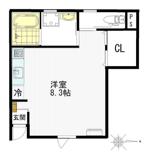 都営三田線 新板橋駅 徒歩7分 2階建 築9年(ワンルーム/1階)の間取り写真