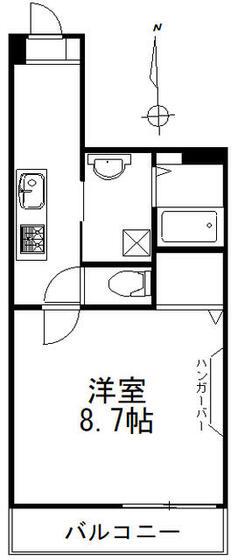 アクアヒルズ(1K/1階)の間取り写真