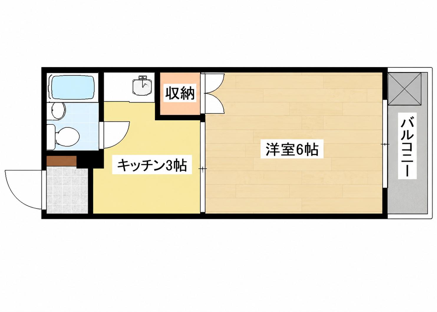 柴崎東雲ビル(1DK/3階)の間取り写真
