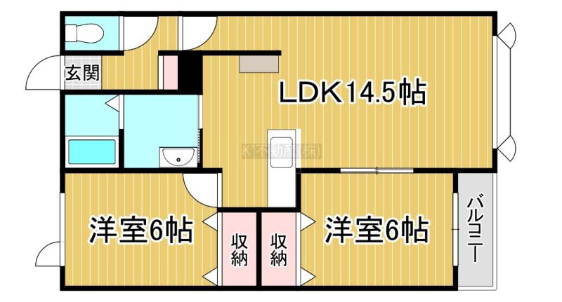 ハイツUM(2LDK/1階)の間取り写真