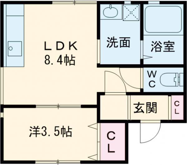 ラピュタ島崎(1LDK/1階)の間取り写真