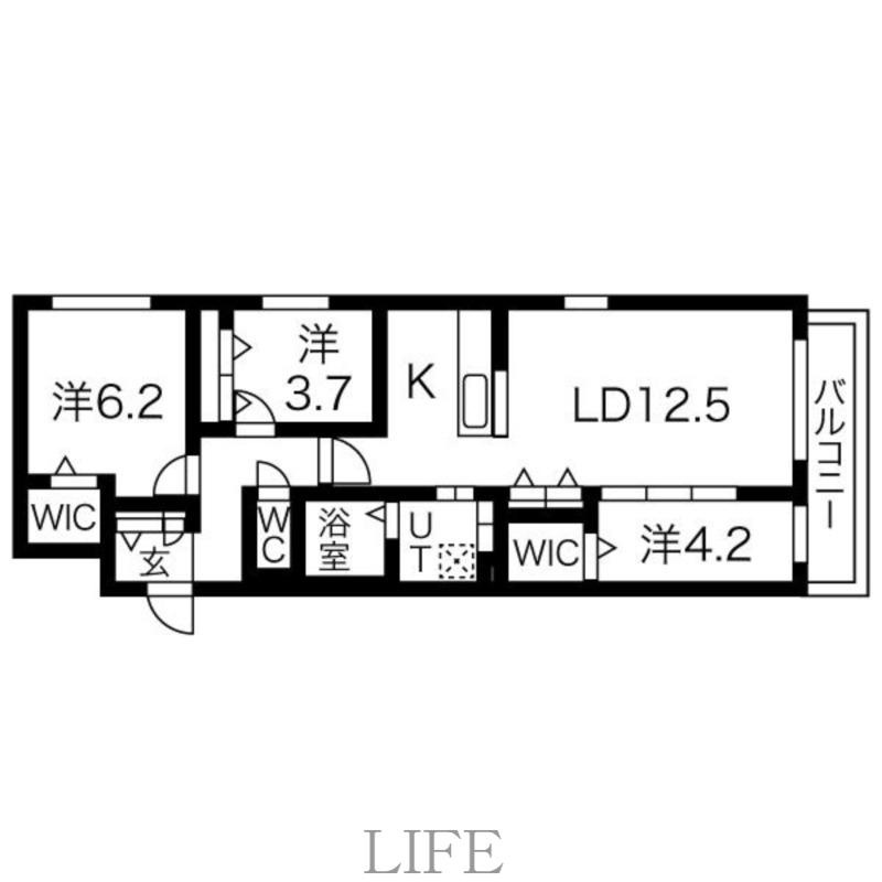 アルファスクエア南郷丘公園(3LDK/4階)の間取り写真