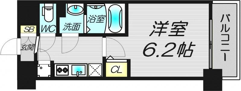 エスリード南堀江レジデンス(1K/3階)の間取り写真