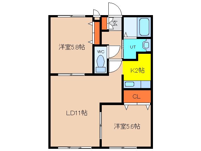 ピュアパレス海岸町(2LDK/1階)の間取り写真