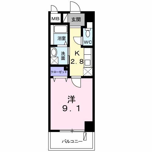 セレノパラッツオ(1K/3階)の間取り写真