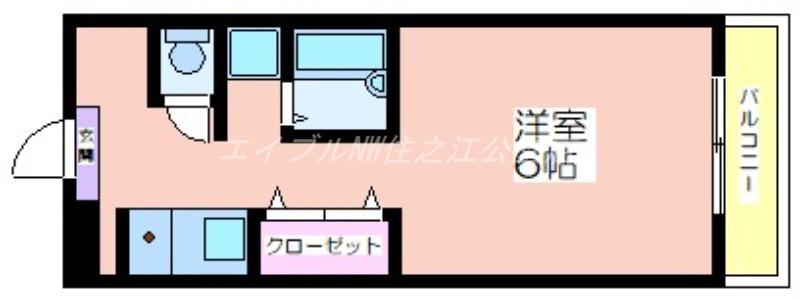 セラ玉出ウエスト(ワンルーム/1階)の間取り写真