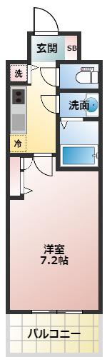 プランドール北浜(1K/11階)の間取り写真