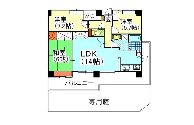 Y・A・F 国富マンション(3LDK/1階)の間取り写真