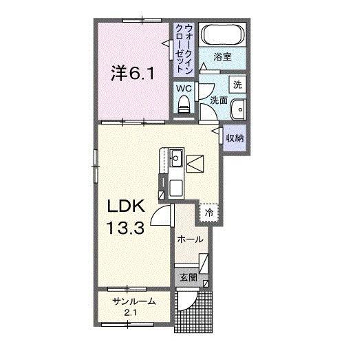 フォルトゥーナ西岡屋II(1LDK/1階)の間取り写真