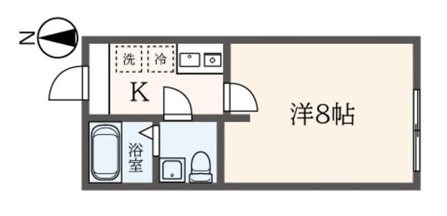 プルミエール富岡(1K/1階)の間取り写真