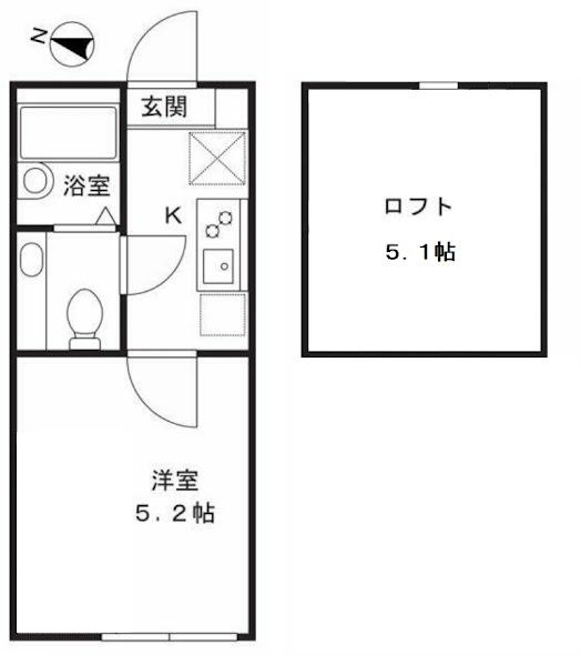 アザーレ・ターコイズよみうりランド前(1SK/2階)の間取り写真
