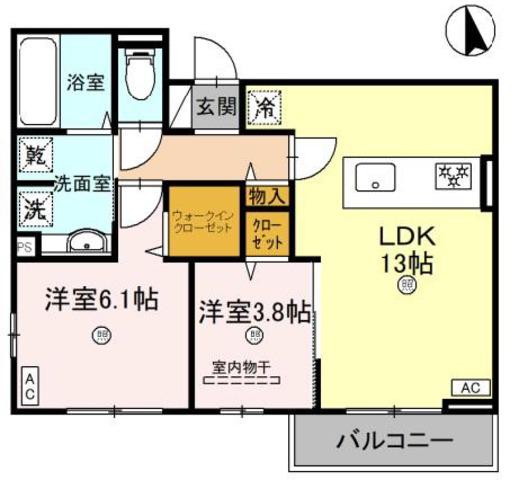 レジェンドコート大宮(2LDK/3階)の間取り写真
