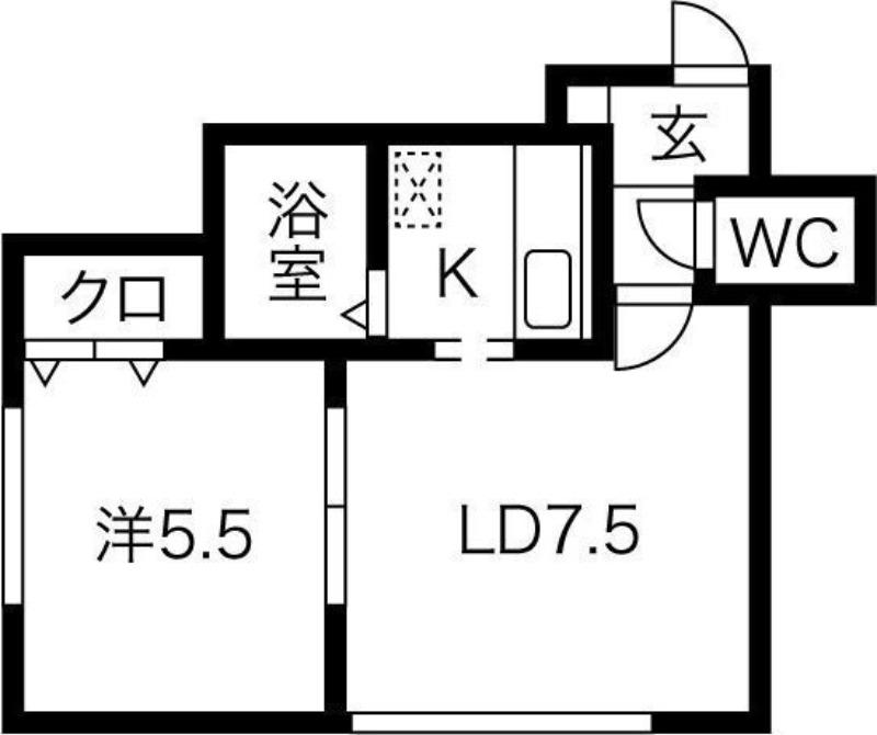プティバロン(1LDK/2階)の間取り写真