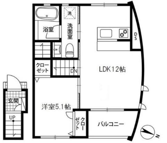パラディ成城(1LDK/2階)の間取り写真
