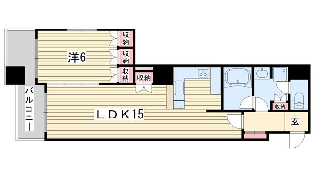 リーガル京都烏丸御池(1LDK/9階)の間取り写真