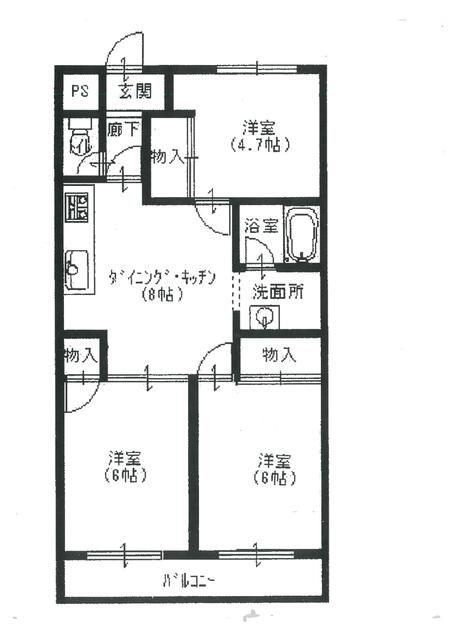 ビリーブハイツ(3DK/2階)の間取り写真
