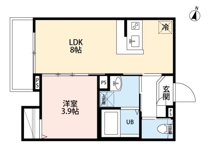 リュクスシティー都賀(1LDK/1階)の間取り写真