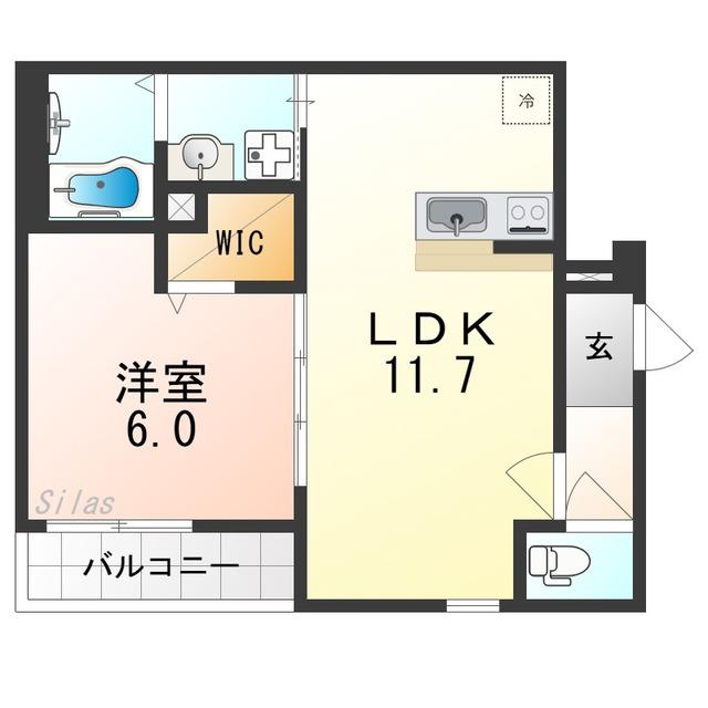 カーサ綾園(1LDK/3階)の間取り写真