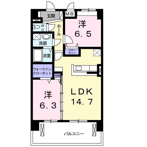 ティエラ フェリス(2LDK/8階)の間取り写真