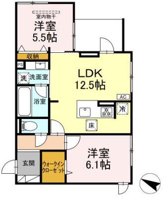LUMIEREルミエール(2LDK/1階)の間取り写真