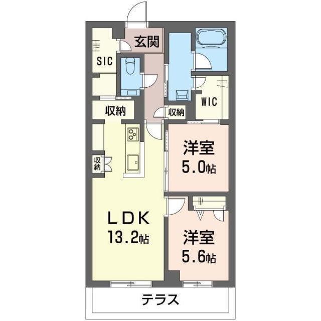 アウトリガー(2LDK/1階)の間取り写真