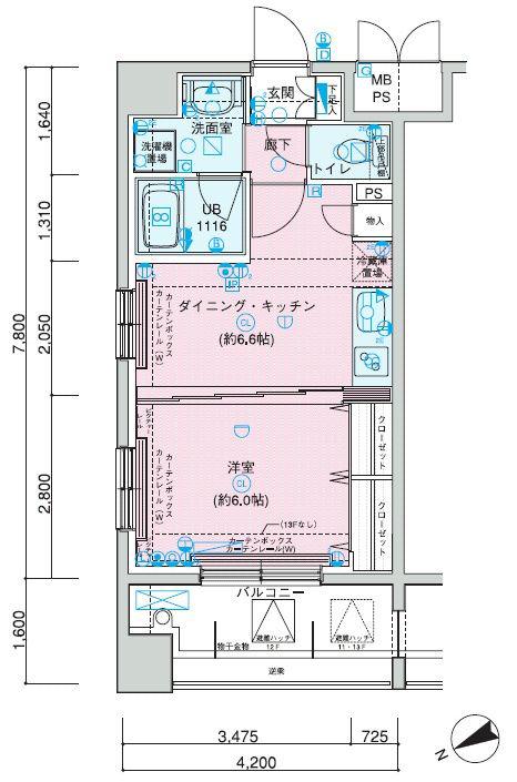 メインステージ上野(1DK/5階)の間取り写真