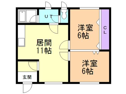 ハイツひとみ(2LDK/1階)の間取り写真