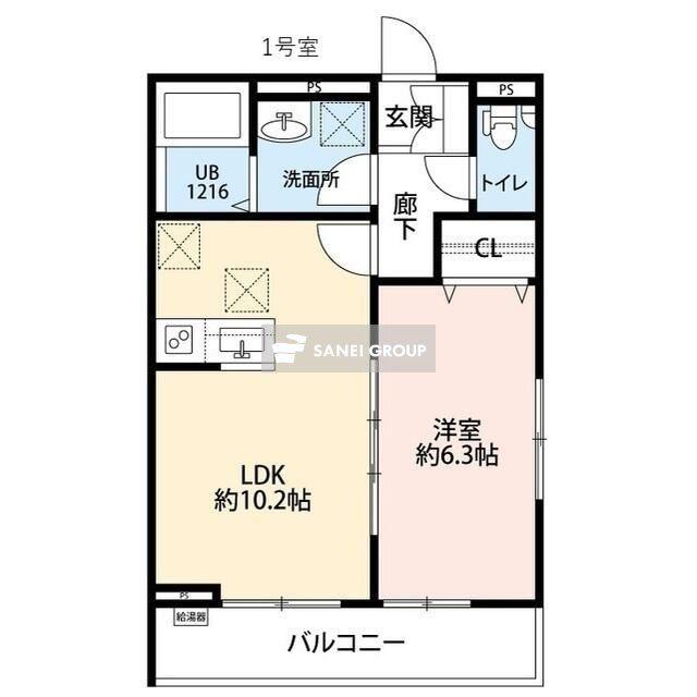 EXIV3(1LDK/1階)の間取り写真