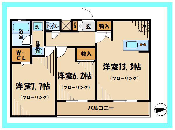 ウィステリア浅間(2LDK/1階)の間取り写真