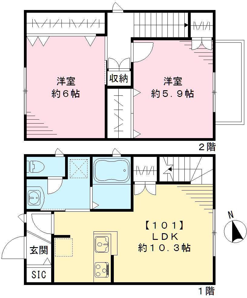プチ ボナール西荻(2LDK/1階)の間取り写真