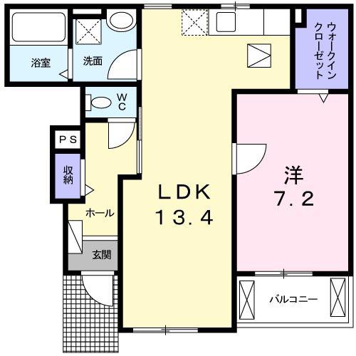 エクセレント(1LDK/1階)の間取り写真