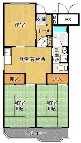 宝塚安倉 11号棟(3DK/2階)の間取り写真